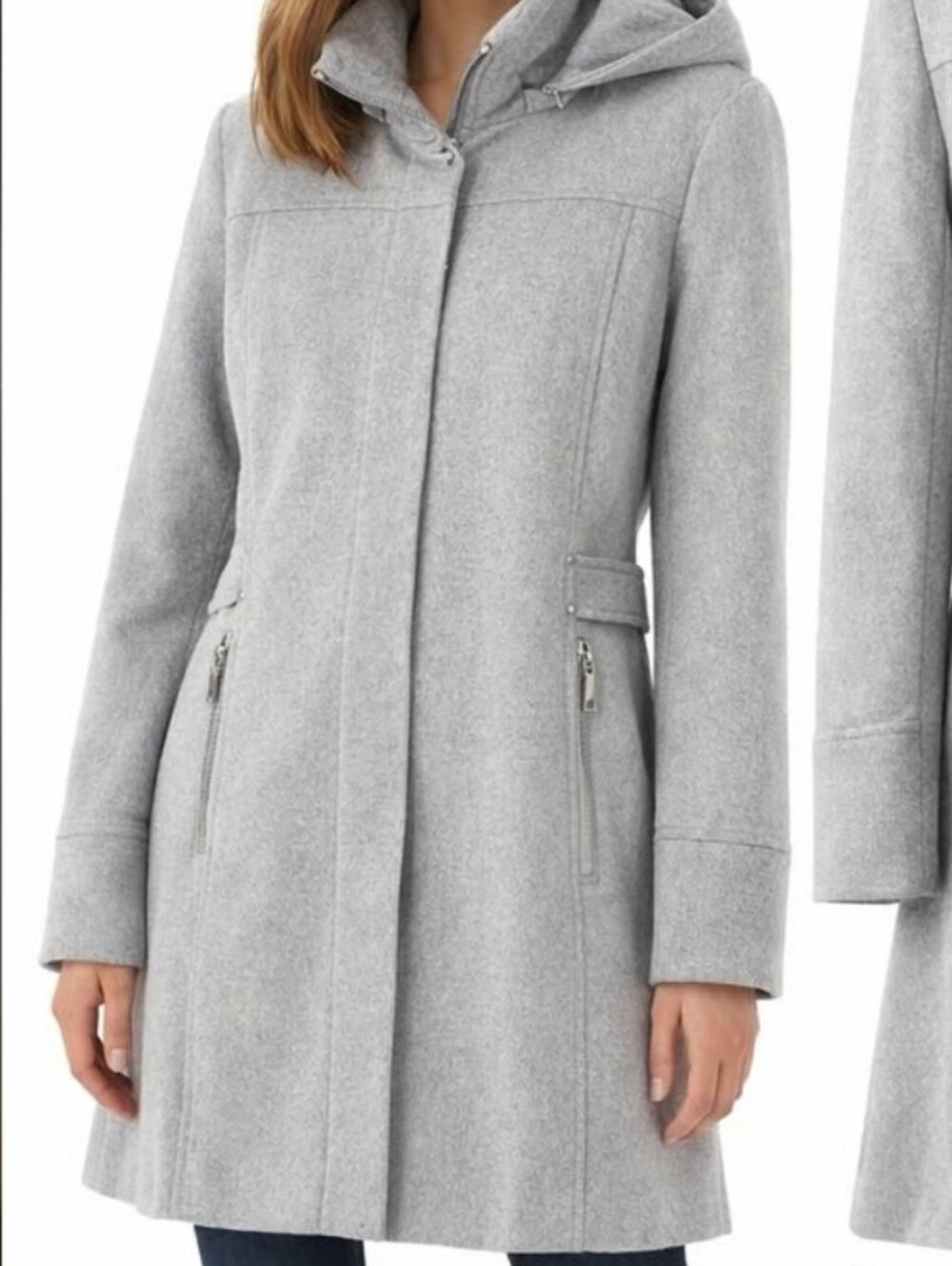 Vince Camuto Hooded A-Line Walker Coat